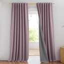 NICETOWN Chaise Mauve Vintage Linen 100% Blackout Curtains for Living Room, Thermal Insulated Curtains 84" Long, 52" Wide Per Panel, Set of 2, Noise Reducing Window Treatment Drapes for Hall Room