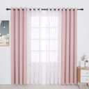 BONZER Mix and Match Curtains - 2 Pieces Branch Print Sheer Curtains and 2 Pieces Blackout Curtains for Bedroom Living Room Grommet Window Drapes, 54x63 Inch/Panel, Blush, Set of 4 Panels