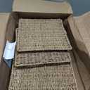 10.5 x 10.5in Cube Seagrass Storage Baskets, Foldable Square Wicker Storage Baskets for Shelves Set of 3, Large Cubby Rattan Basket, Collapsible Cube Storage Bins