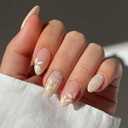 Short Almond Press on Nails With Designs French Tip Pink Flower Fake Nails Press ons Acrylic Nails False Glossy Christmas Artificial Full Cover Stick on Nails for Women Girls 24 Pcs