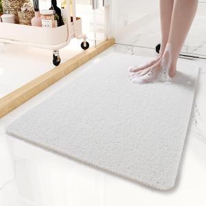 Non-Slip Bathtub Mat, 17x 30 Inch, Shower Mats for Bath Tub, PVC Loofah Bathroom Mats for Wet Areas, Quick Drying (White)