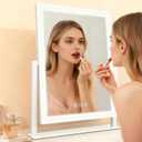 ROLOVE 16"x13" Vanity Mirror with Lights, Three Colors Lighting Mode, 360Rotation, Lighted Makeup Mirror wih Stand for Desk, Bedroom, Dorm, Gifts for Women (White)