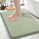 OLANLY Thick Memory Foam Bath Mat Rug 24x16, Extra Soft Absorbent Bathroom Rug, Quick Dry Bath Mats, Non-Slip, Machine Washable Carpet for Bathroom, Tub and Shower, Home Decor Accessories, Sage Green