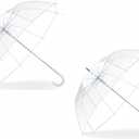 2 Pcs Clear Bubble Umbrellas 52 Inch Large Transparent Wedding Umbrellas Windproof Dome Umbrella with j Hook Handle For Wedding Bridal Parties Graduation and Outdoor Events