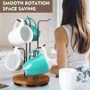 HULISEN 360 Rotating Mug Tree for Large Cups, Counter Coffee Mug Holder with 6 Hooks, Metal Coffee Cup Rack Stand for Countertop with Stable Wooden Base, Kitchen Counter Decor
