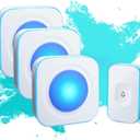 Wireless Doorbell 1200Ft Door Bells for Home with Flashing Light Hearing Impaired Door bell 1 Battery Button & 3 Plug in Receivers for Home Classroom Room Office