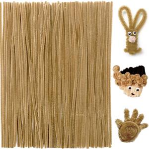 Praisebank Light Brown Pipe Cleaners for Crafts, 200pcs, Chenille Stems for DIY Projecets, Arts & Crafts Supplies for Festival Party Decorations (Small Pack)