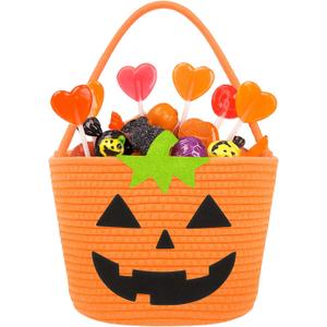 ShellKingdom Halloween Basket, Trick or Treat Basket, Cute Pumpkin Candy Bucket, Halloween Decorations Gift Baskets for Boys Girls