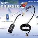 Flame King Propane Torch Kit Heavy Duty Weed Burner, 340,000 BTU with Piezo Igniter (Self Igniting), with 10-ft Hose for Weed Burning, Melting Ice and Snow, and Roofing