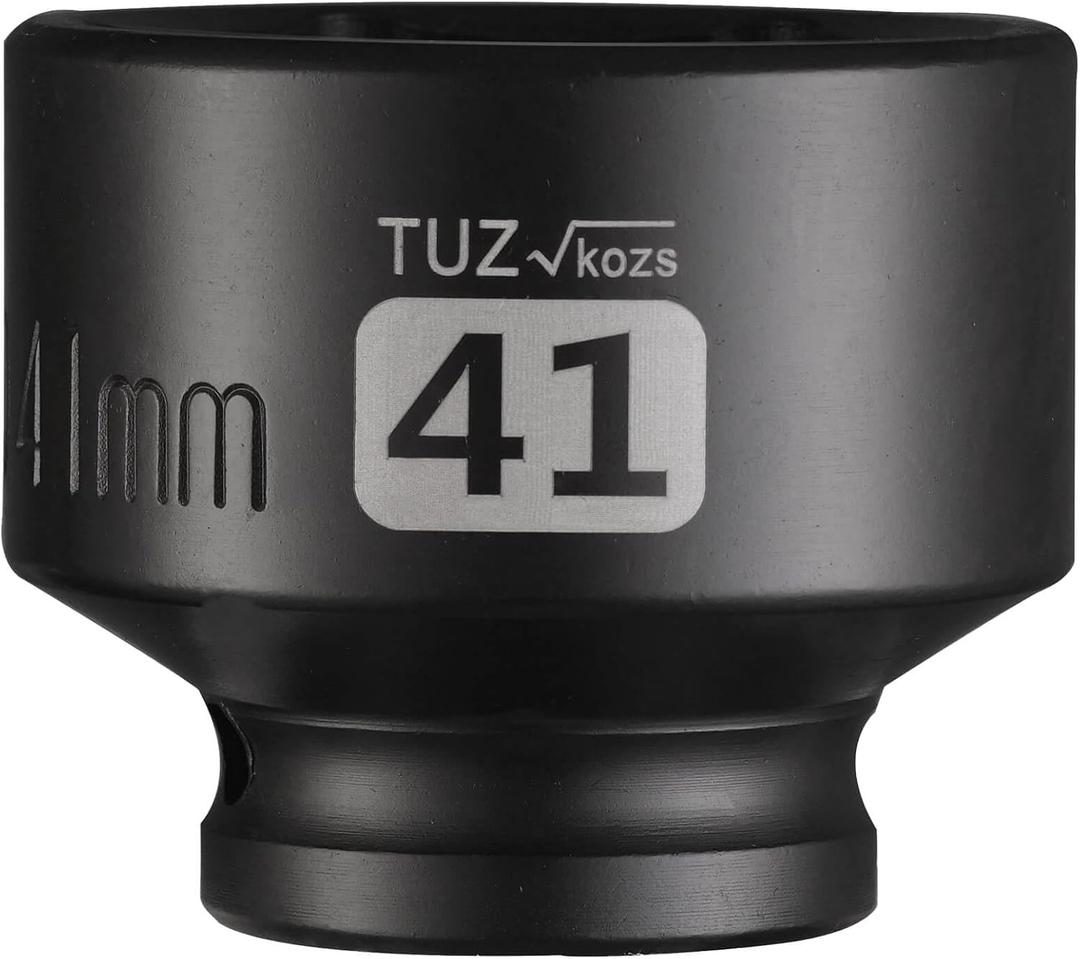 1/2 Inch Drive 41mm Shallow Metric Impact Socket,CR-MO,6 Point Radius Corner Design,Square Chamfered Opening,Axle Nut Impact Grade Socket for Easy Removal