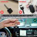 Leather Keys Sleeve for Broken Car Key Loop Replacement - Cute Keychain Cover - Protector, Holder for Men & Women (Large-black03)