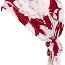 beauty YFJH Women Stretch Cotton Print Sleep Turban Hat Headwear Scarf Chemo Beanie Cap for Cancer Hair Loss (One Size, Red Flower)