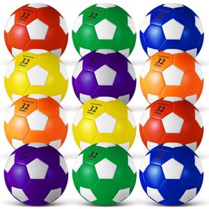 Libima 12 Pcs Soccer Balls with Pump Official Size 5 Soccer Ball Bulk for Child Adult School Sport Training Practice Christmas Operation (Colorful)