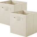 ShellKingdom Storage Bins, Foldable Fabric Storage Cubes And Cloth Storage Organizer Drawer For Closet And Toys Storage,2 Pack (Beige)