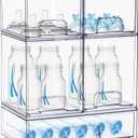 Baby Bottle Organizer, 5 Pack Stackable Storage Dust-proof Drawers, Clear Plastic Bottle Station Organizer for Countertop & Cabinet, Pacifier and Diaper Container for Nursery