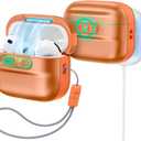 ESR for AirPods Pro 3 Case (2025), Compatible with AirPods Pro 3 (USB-C Cable), MagSafe Ready, Magnetic Lid Lock, Full Drop Protection Cover with Lanyard, Orange