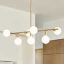 7-Light Mid Century Modern Chandelier for Dining Room, Gold Sputnik Chandelier Pendant Light Fixture Over Table, Chandeliers for Kitchen Island Living Room Bedroom Kitchen Island, Bulbs Not Included