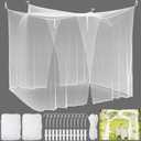 Tranqun 2 Pcs Mosquito Netting for Patio, Ultra Large Mosquito Net L87 x W87 x H71 Inch for Bed with 2 Side Openings 16 Hanging Loops for Camping Home Outdoor Travel Dormitory Decor (White)