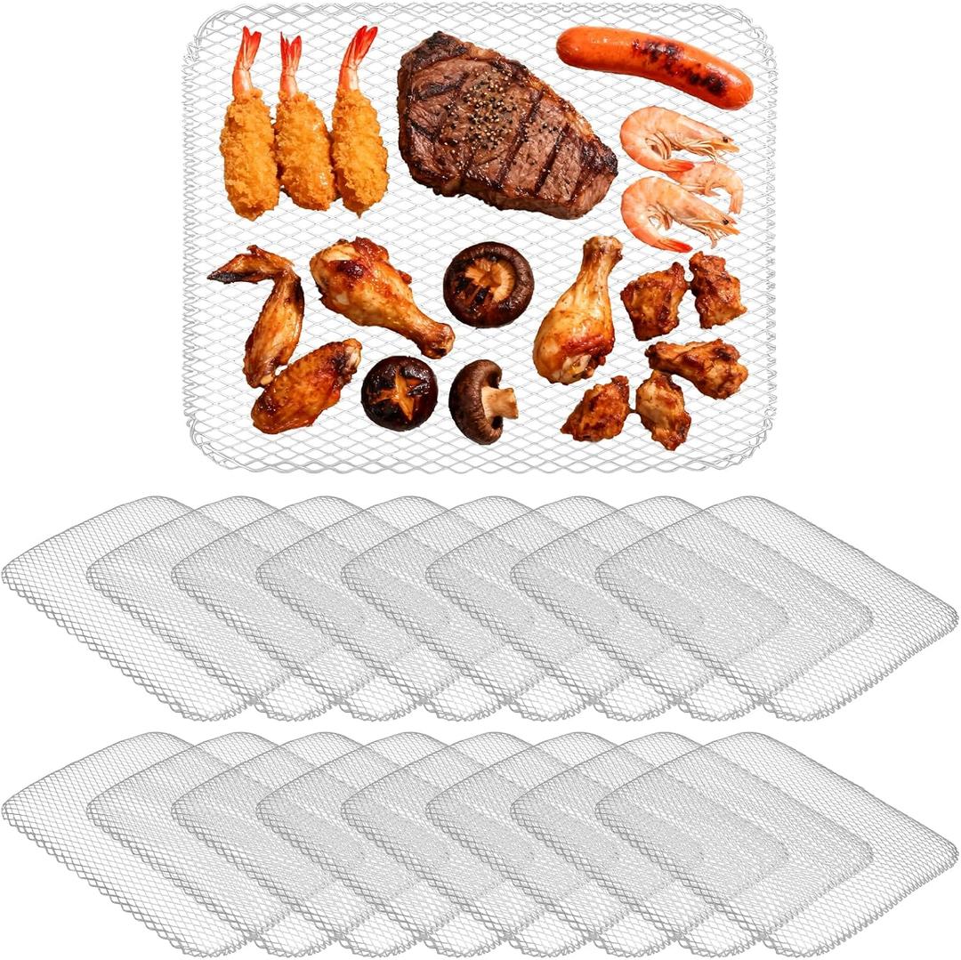 25 PCS Grill Toppers, 12 x 15 Inch Grill Mesh Mats, Aluminum Grill Liners for Grilling Outdoor Camping Backyards, Silver