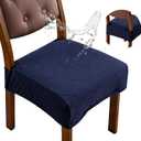 Removable Washable Dining Chair Seat Covers Set of 6,Stretch Jacquard Chair Seat Cushion Protector Slipcovers, Rear Covers