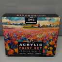 Wooden Tabletop Art Easel Set for Painting, 54 Pieces Starter Acrylic Paint Set with 24 Colors Acrylic Paints, Canvases, Sketch Pads, Brushes and Palette for Beginners Young Artists and Adults