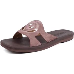 ONCAI Slides for Womens,Flat Dressy Square Toe Summer Beach Sandals for Woman with Comfortable Non-slip Rubber Soles, Size: 8.5