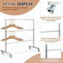 DoubleFill 3 Tier Universal Clothing Hanger Storage Rack Stainless Steel Hanger Organizer Holder Stand Storage System for Shopping Mall Specialty Store Laundry Room 30" W x 15" D x 32 "H