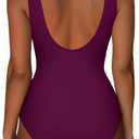 SUUKSESS Women One Piece Ruched Swimsuit Tummy Control Backless Bathing Suit (M)