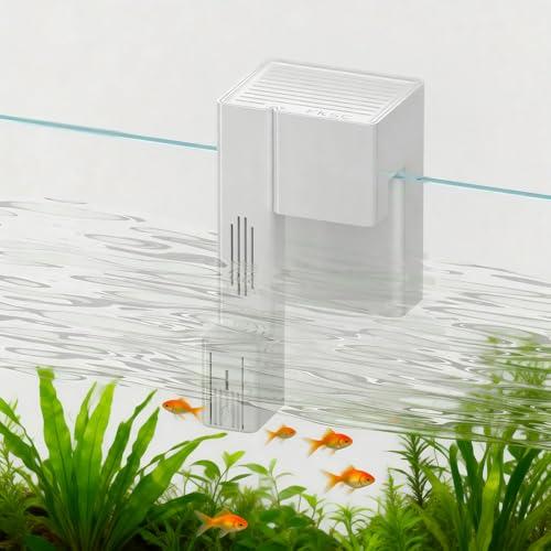 Hang On Back Aquarium Filter for 15 Gallons Fish Tanks, 2-Stage Multi-Stage Filtration with Surface Skimmer, Ultra Quiet HOB Power Waterfall Filter for Freshwater