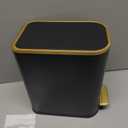 Cesun Small Bathroom Trash Can with Lid Soft Close, 5 Liter/1.3 Gallon Stainless Steel Garbage Can with Removable Inner Bucket, Step Pedal, Slim Waste Basket for Toilet, Office, Bedroom (Black&Gold)