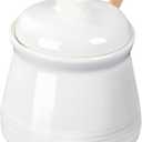 LEETOYI Honey Jar with Lid and Honey Dipper,Ceramic Honey pot,12oz (White)
