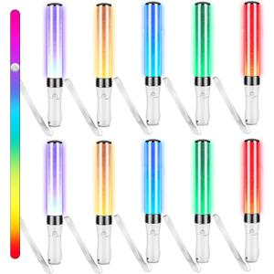 Lewtemi 6 Pcs K-pop Lightstick LED Glow Sticks 15 Color Reusable J-pop Concert Stick, Manual and Automatic Mode, Idol Flashing Glow Sticks Party Supplies for Raves Emergency Camping