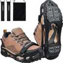 Ice Cleats Crampons Anti Slip Shoe Spikes for Snow Ice Cleats for Shoes and Boots Men Women Winter Walking Non-Slip 24 Studs Stretch Rubber Footwear (Large(7.5-9.5 men/9-11 women))