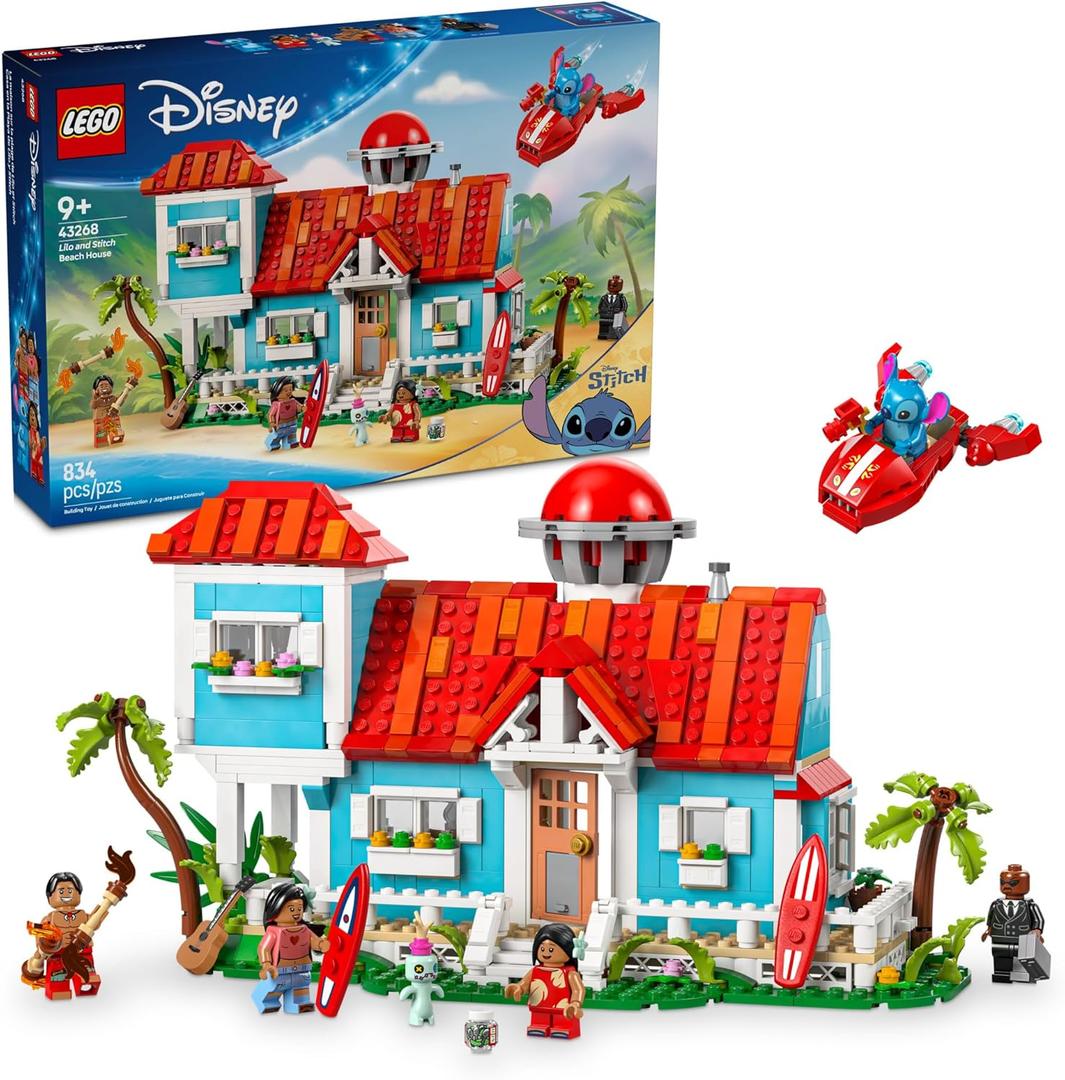 LEGO Disney Lilo and Stitch Beach House Toy - Building Playset for Kids, Girls and Boys, Ages 9+ - Includes 5 Minifigures - Disney Gift Idea for Fans of Lilo & Stitch Movie - 43268
