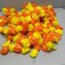 6 Pcs - 5 Feet Marigold Garland Indian American Wedding Party Mantle Decoration, Dia de Los Muertos Faux Garlands Diwali Decoration, Spring Bush Floral Dark Dark Orange, Yellow