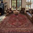 Tangsoo Red 8x10 Washable Area Rugs for Living Room, Non Slip Large Rug