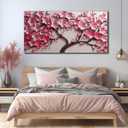 Pink Flower Wall Art for Bedroom Women Tree Prints Wall Art for Living Room Large Artwork for Wall Office Size 29 x 58 Inch
