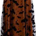 Women Pumpkin Skirt Elastic Waist Layered Mesh Midi Skirt Party Costume (Brown) Women's Pumpkin Tulle Tutu Skirt Velvet Bats Elastic Waist Halloween Party Layered Mesh Midi Skirt Halloween Costume (Pumpkin)