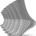Taiyin 6 Pair Double Sided Tread Non Slip Socks Hospital Socks Slip Stopping Safety Fall Prevention for Bariatric (Gray, XXX-Large)
