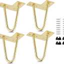 8 inch / 20cm Hairpin Table Legs, La Vane 4PCS Mid-Century Modern DIY Metal Furniture Legs with Floor Protectors & Screws for Coffee and End Table Cabinet TV Stand (8'' / 20cm - Cabinet, Gold)