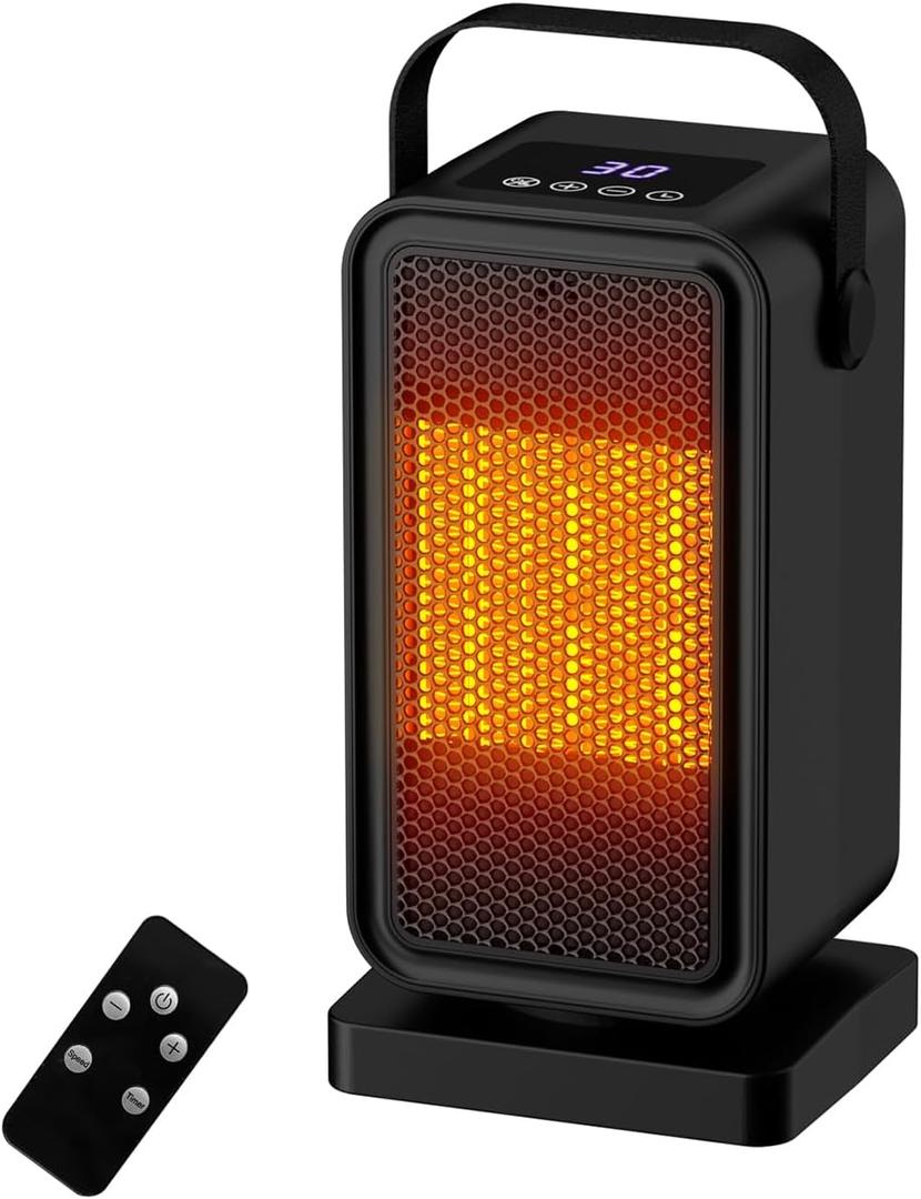 Small Space Heater for Indoor Use, Fast Heating Portable Desk Heater, Dual Power Modes, Timer & Overheat Protection  Personal Space Heater for Bedroom, Office, Home (BLACK)