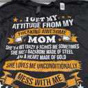 Mothers Day I Get My Attitude from My Freaking Awesome Mom T-Shirt Small, Black 