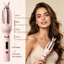 Automatic Curling Iron Rotating, Self Curling Hair Curler Anti-Tangle & Fast Heating, Safe Styling Home and Professional Hair Styling Tool for All Hair Types Travel Use Pink