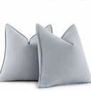 MIULEE 20x20 Inch Aqua Blue Decorative Couch Pillow Covers Set of 2 Chenille Throw Pillow Covers Coastal Farmhouse Cushion Cases with Elegant Design for Home Decor Sofa Bedroom Living Room