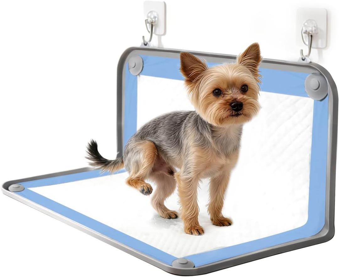 Silicone Pee Pad Holder for Dogs Fits Up to 24" x 24" Small Training Pads Leak-Proof Non-Slip Puppy Pee Pad Holder with Fixed Buttons Portable Easy to Clean (Grey)