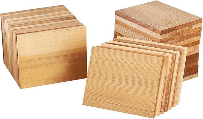50Pk Cedar Planks for Grilling Salmon, Premium Alaskan Western Red Cedar Wood, Meat Fish and Veggies. Adding Extra Smoke and Flavor, Soaking Fast, Cedar Grilling Planks for Clearance(5.5"X3.5")