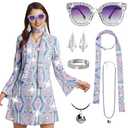 Gerophor 70's Disco Dress Costume Hallowmas Hippie Clothes Accessories Jewelry 70s Outfit Women Disco Uutfits for Women for Halloween XL