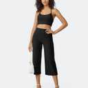 G4Free Capri Pants for Women Wide Leg Yoga Dress Cropped Pants Capri Leggings with Pockets for Casual Summer (Blue, XL)