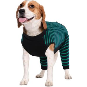 Kuoser Dog Recovery Suit, Anti Licking Dogs Rear Leg Sleeve, Abdominal Dog Surgical Suit with Dog Pants Cover Protect Wounds, Dogs Elbow Protector Soft Pet Surgery Onesie Cone Alternative, Green L