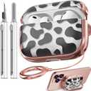 Inesore for AirPods Pro 3 Case 2025 with Lock, for Women Girly Floral Cute Case Compatible with Apple Airpods Pro 3rd Generation Cover, with Phone Stand,Keychain & Cleaner Kit- Cow Print
